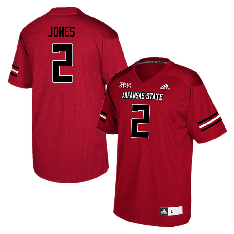 Men-Youth #2 Leon Jones Arkansas State Red Wolves College Football Jerseys Stitched-Scarlet - Click Image to Close